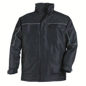 Jacheta protectia muncii, neagra, poliester, fleece, Coverguard, RIPSTOP, impermeabila, rezistenta la rupere, marimi S, M, L, XL, XXL, XXXL, 4XL, CE, EN14058:2004, EN343:2003 + A1:2007, EN343:2019 {1.3.}