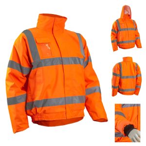 Jacheta reflectorizanta de iarna SOUKOU FLOU, portocalie, poliester, Coverguard, cu gluga, rezistenta la apa, marimi S, M, L, XL, XXL, XXXL, 4XL, CE, EN ISO 20471:2013 + A1:2016 {CLASS 3}, EN14058:2004 {2.3.x.x.x}, EN343:2003 + A1:2007 {3.1}, EN343:2019 {3.1}