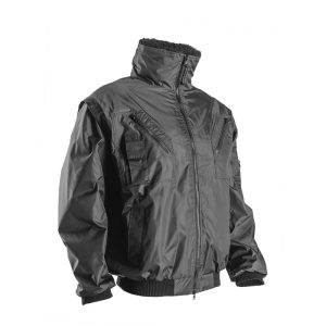 Jacheta de lucru captusita Zefly, neagra, poliester, Coverguard, cu gluga, rezistenta la abraziune, marimi XS, S, M, L, XL, XXL, XXXL, CE, EN14058:2004