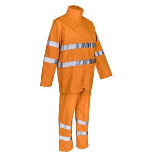 Set imbracaminte de ploaie Hv Kawa , portocaliu, poliester, Coverguard, ventilat, cu gluga, marimi S, M, L, XL, XXL, XXXL, 4XL, 5XL, 6XL, CE, EN ISO 20471:2013 + A1:2016 {CLASS 1 Pantalon - Trousers CLASS 3 Ensemble - Set / Veste - Jacket}, EN343:2003 + A1:2007 {4.4}, EN343:2019 {4.4}