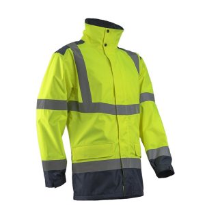 Geaca protectia muncii Kazan Hv reflectorizanta, galbena, poliester, Coverguard, rezistenta la apa, cu gluga, marimi S, M, L, XL, XXL, XXXL 4XL, CE, EN ISO 20471:2013 + A1:2016 {CLASS 3}, EN343:2003 + A1:2007 {3.3}, EN343:2019 {3.3}