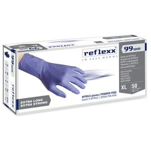 Manusi de unica folosinta, nitril, Reflexx R99, 50 bucati/cutie, nepudrate, rezistente, protectie bacterii, ciuperci, virus, marimi S, M, L, XL