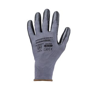 Manusi protectie de lucru, gri, poliester, nitril, Coverguard, Manusi Eurolite 13N400, rezistenta abraziune, marimi 6, 7, 8, 9, 10, 11, CE, EN388:2016 {4.1.2.1.X}, EN420:2003 + A1:2009
