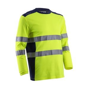 Tricou de lucru cu maneci lungi hv, galben, 55% bumbac, 45% poliester, Coverguard, Rikka, rezistent la murdarie, marimi S, M, L, XL, XXL, XXXL, 4XL, CE, EN ISO 20471:2013 + A1:2016 {CLASS 2 (S-M) CLASS 3 (L+)}