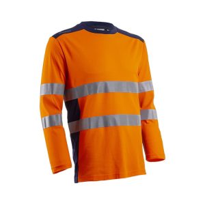 Tricou de lucru cu maneci lungi hv, portocaliu, 55% bumbac, 45% poliester, Coverguard, Rikka, rezistent la murdarie, marimi S, M, L, XL, XXL, XXXL, 4XL, CE, EN ISO 20471:2013 + A1:2016 {CLASS 2 (S-M) CLASS 3 (L+)}