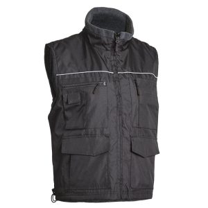 Vesta de lucru Cariste cu doua fete, neagra, poliester, Coverguard, protectie umezeala, frig, vant, marimi S, M, L, XL, XXL