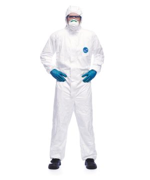 Combinezon de protectie Tyvek Classic Expert, alb, Coverguard, cu gluga, antistatic, impermeabil, protectie substante chimice, azbest, praf, pentru agricultura, industria grea, infrastructura, servicii de distributie, marimea L, CE, EN ISO 13982-1:2004 + A1:2010 Type 5 {B}, EN1073-2:2002, EN1149-5:2008, EN13034:2005 + A1:2009 Type 6 {B}, EN14126:2003