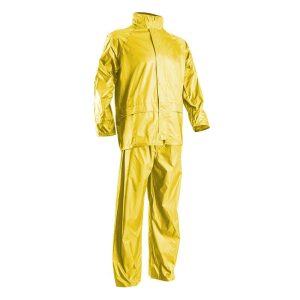 Imbracaminte de furtuna doua piese, galben, PVC, poliamida, Coverguard, cu gluga, rezistenta la tractiune, apa, vant, frig, marimi S, M, L, XL, XXL, XXXL