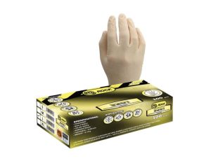 Manusi latex de unica folosinta RS9201, latex, 100 bucati/cutie, pudrate, marimea L, MSZ EN ISO 374-5:2017 - protectie impotriva bacteriilor si fungilor