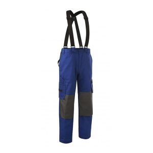 Pantaloni de iarna, albastri, bumbac, poliester, Coverguard, protectie mecanica, frig, pentru bricolaj, industria usoara, servicii de distributie, marimi M, L, XL, XXL