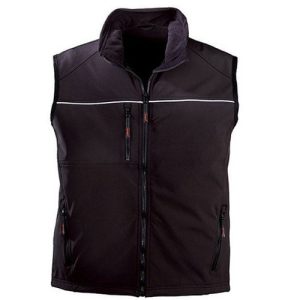 Vesta de lucru Yang, neagra, material Softshell®, Coverguard, impermeabila, pentru autoritati publice, constructii, transport si logistica, marimi S, M, L, XL, XXL
