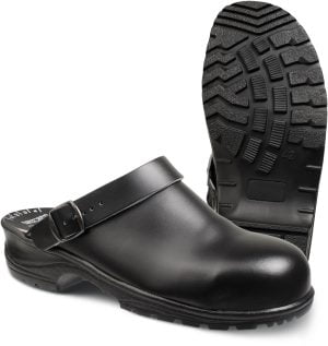 Saboţi din piele acoperită cu pu,  încălţăminte de protecţie bombeu otel 1494, protecție sb,src, mărimi 35 – 46, culoare negru