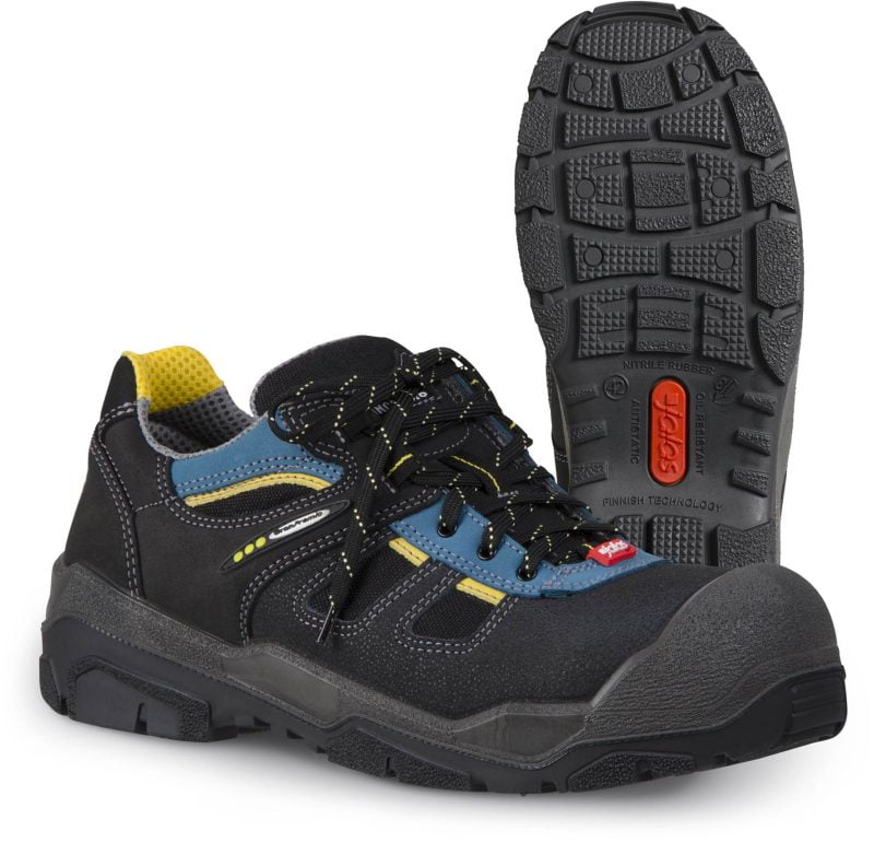 Pantofi din piele acoperită cu pu, material textil,  încălţăminte de protecţie bombeu aluminiu jalas gran premio 1548 route +, protecție s3,src,ci,hro, mărimi 36 – 48, culoare negru,gri,albastru