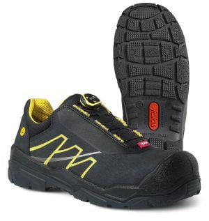 Pantofi din piele acoperită cu pu, material textil,  încălţăminte de protecţie bombeu aluminiu jalas gran premio 1558 gp, protecție s3,src,ci,hro,hi, mărimi 35 – 50, culoare negru,gri,galben