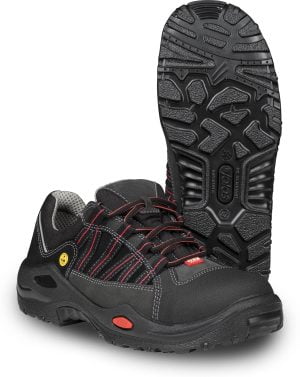 Pantofi din piele acoperită cu pu, şpalt,  încălţăminte de protecţie bombeu aluminiu jalas e-sport 1615, protecție s3,src,ci, mărimi 36 – 47, culoare negru,gri,roşu