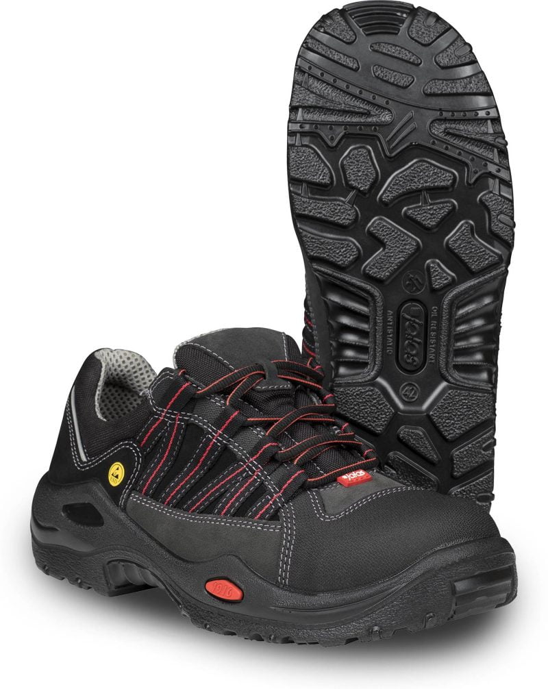 Pantofi din piele acoperită cu pu, şpalt,  încălţăminte de protecţie bombeu aluminiu jalas e-sport 1615, protecție s3,src,ci, mărimi 36 – 47, culoare negru,gri,roşu