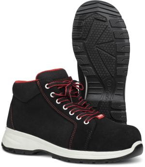 Bocanci până la gleznă din şpalt, material textil,  încălţăminte de protecţie bombeu aluminiu jalas street 3075, protecție s3,src, mărimi 35 – 48, culoare negru,roşu,alb
