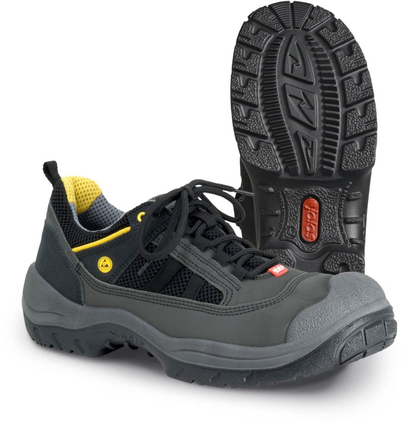 Pantofi din şpalt, material textil,  încălţăminte de protecţie bombeu aluminiu jalas grip 3118 light grip, protecție s3,hro,srb, mărimi 36 – 47, culoare negru,gri,galben