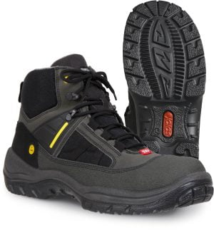 Bocanci până la gleznă din piele acoperită cu pu, material textil,  încălţăminte de protecţie bombeu aluminiu jalas grip 3150 trek grip, protecție s2,hro,srb, mărimi 36 – 47, culoare negru,gri,galben
