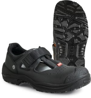 Sandale din piele acoperită cu pu, material textil,  încălţăminte de protecţie bombeu aluminiu jalas 3438 arioso, protecție s1,p,src, mărimi 36 – 47, culoare negru