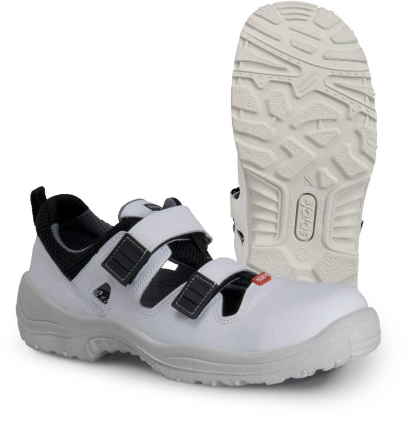 Sandale din piele acoperită cu pu, material textil,  încălţăminte de protecţie bombeu aluminiu jalas white 3500, protecție s1,src, mărimi 36 – 47, culoare alb,negru
