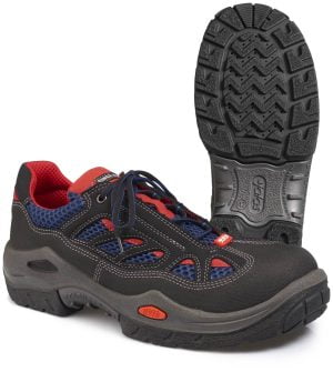 Pantofi din piele acoperită cu pu, piele de bovine, material textil,  încălţăminte de protecţie bombeu aluminiu jalas respiro 3700r, protecție s2,srb, mărimi 36 – 47, culoare negru,roşu,albastru