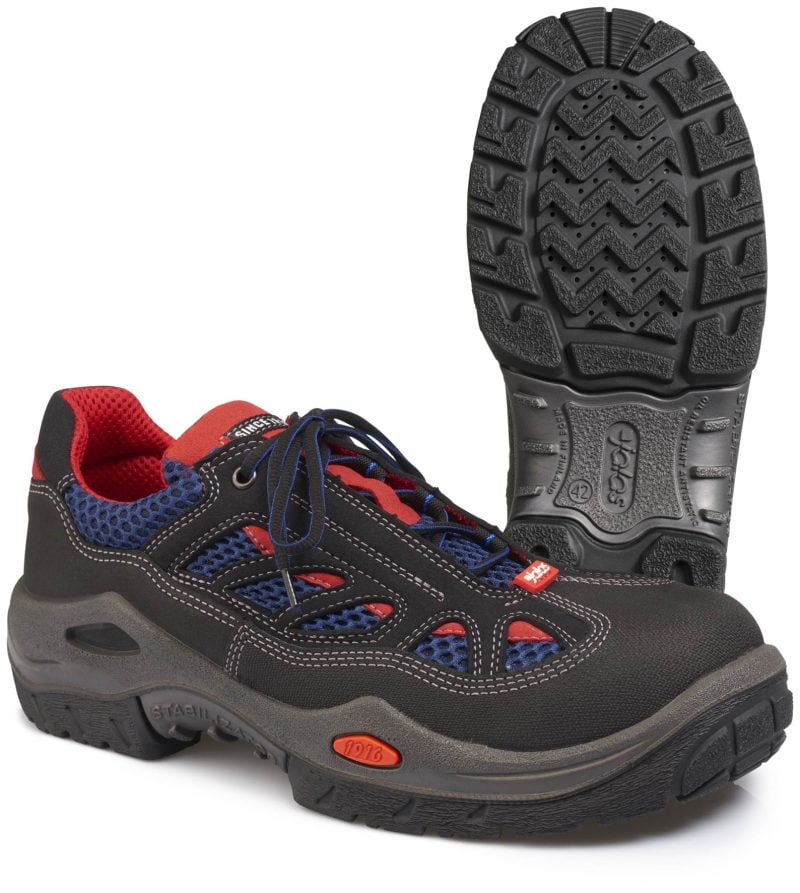 Pantofi din piele acoperită cu pu, piele de bovine, material textil,  încălţăminte de protecţie bombeu aluminiu jalas respiro 3700r, protecție s2,srb, mărimi 36 – 47, culoare negru,roşu,albastru