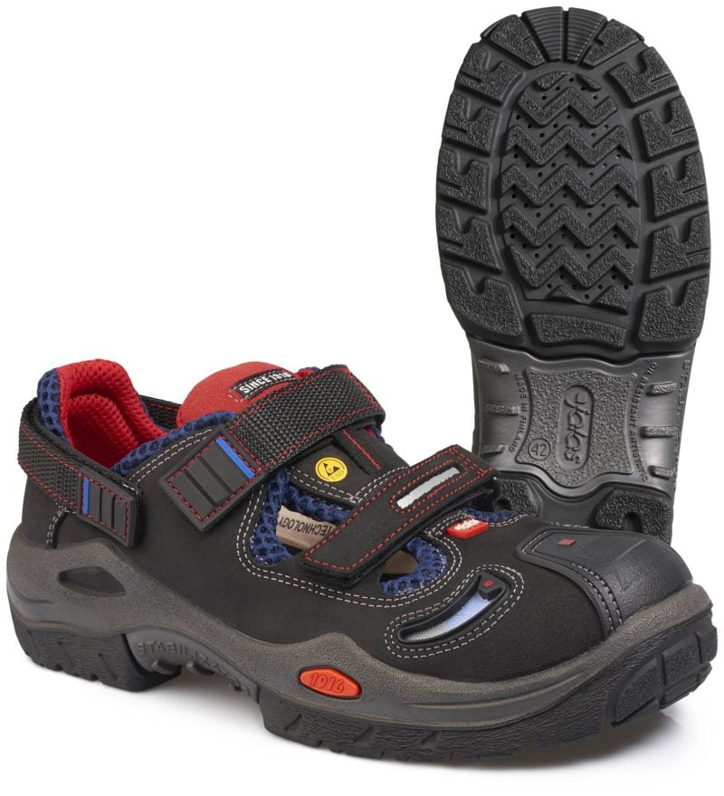 Sandale din piele de bovine, material textil,  încălţăminte de protecţie bombeu aluminiu jalas respiro 3820r, protecție s1,srb, mărimi 36 – 47, culoare negru,roşu,albastru