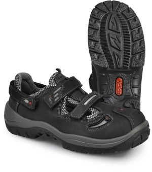 Sandale din piele de bovine, material textil,  încălţăminte de protecţie bombeu aluminiu jalas grip 3920a challenger, protecție s1,hro,srb, mărimi 36 – 47, culoare negru,gri