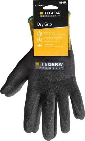 Mănuşi de protecţie la căldură pentru manipulări ușoare tegera infinity 8801r , grad protectie cat. ii, marimi 5 – 11, culoare negru,galben