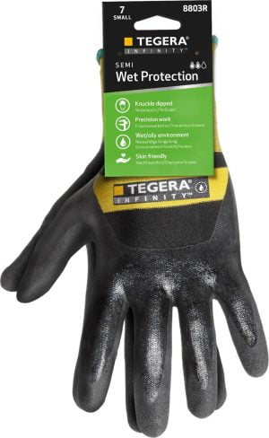 Mănuşi de protecţie la căldură pentru manipulări ușoare tegera infinity 8803r , grad protectie cat. ii, marimi 7 – 11, culoare negru,galben