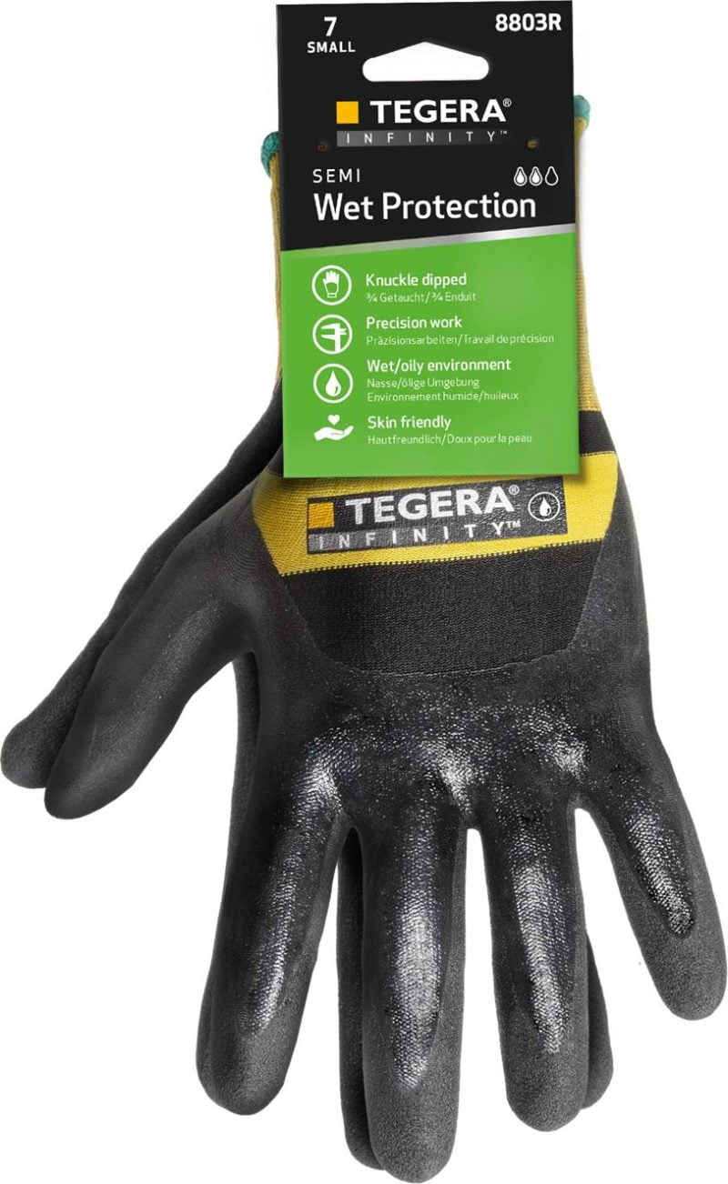 Mănuşi de protecţie la căldură pentru manipulări ușoare tegera infinity 8803r , grad protectie cat. ii, marimi 7 – 11, culoare negru,galben