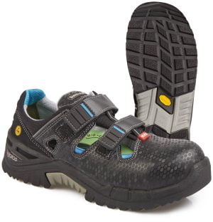Sandale din microfibră, material textil,  încălţăminte de protecţie bombeu aluminiu jalas flow 9605, protecție s1,p,src,hro, mărimi 34 – 43, culoare negru,turcoaz