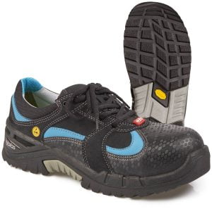 Pantofi din microfibră, material textil,  încălţăminte de protecţie bombeu aluminiu jalas flow 9615, protecție s3,src,hro, mărimi 34 – 43, culoare negru,turcoaz