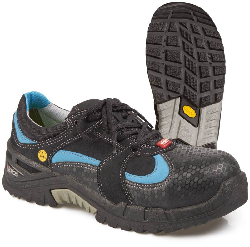 Pantofi din microfibră, material textil,  încălţăminte de protecţie bombeu aluminiu jalas flow 9615, protecție s3,src,hro, mărimi 34 – 43, culoare negru,turcoaz